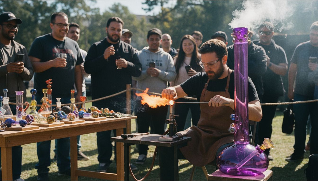 Live glassblowing booth